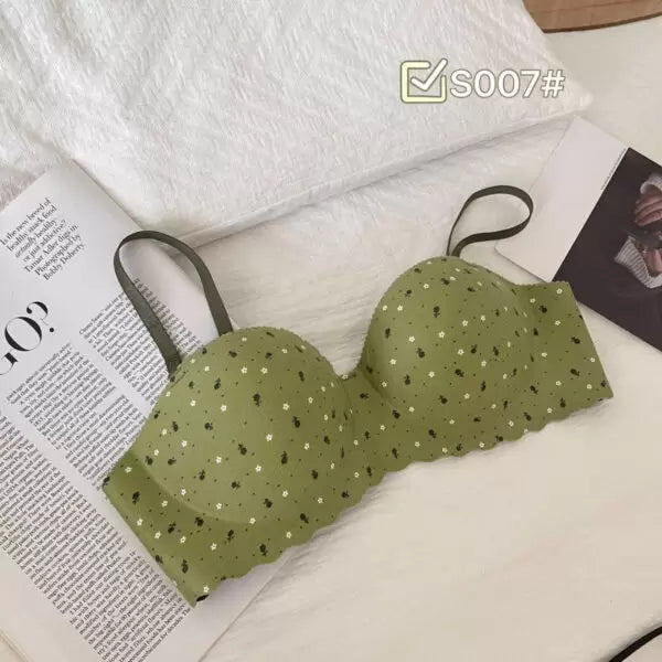 Sweet Printed Half Cup Seamless Push Up Bra