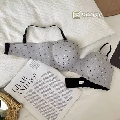 Sweet Printed Half Cup Seamless Push Up Bra