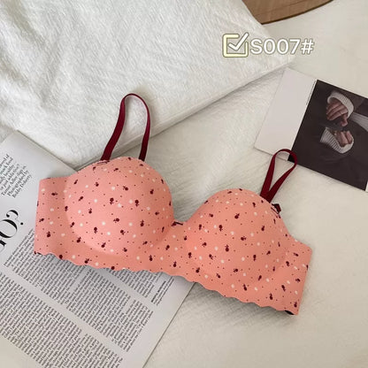 Sweet Printed Half Cup Seamless Push Up Bra